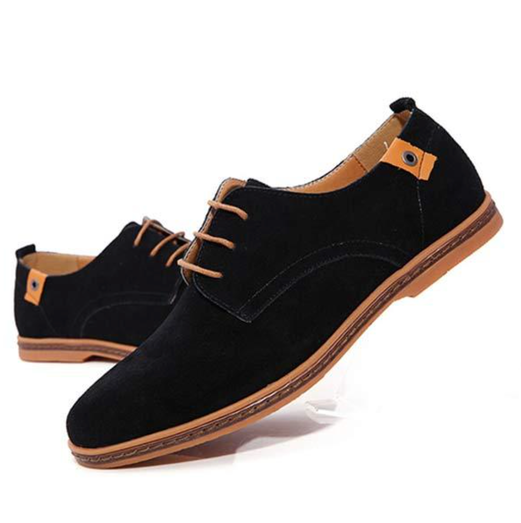 Men's Suede Leather Oxford Shoes - Classic Lace-Up Dress Shoes for Business & Casual Wear