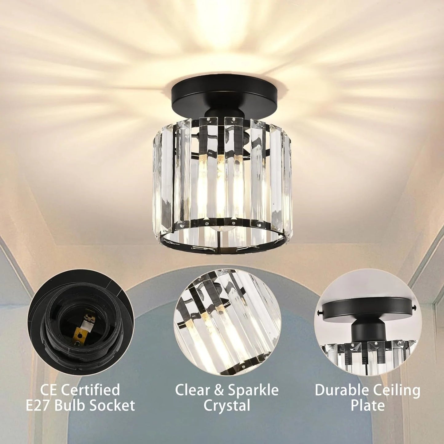 Modern Nordic Crystal Glass LED Ceiling Light