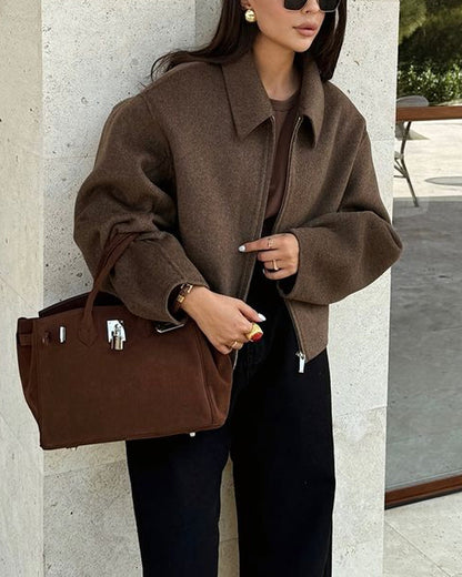 Oversized Jacket | Brown | Zip-Up | Autumn Jacket | Women's Jacket