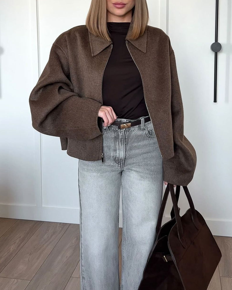 Oversized Jacket | Brown | Zip-Up | Autumn Jacket | Women's Jacket