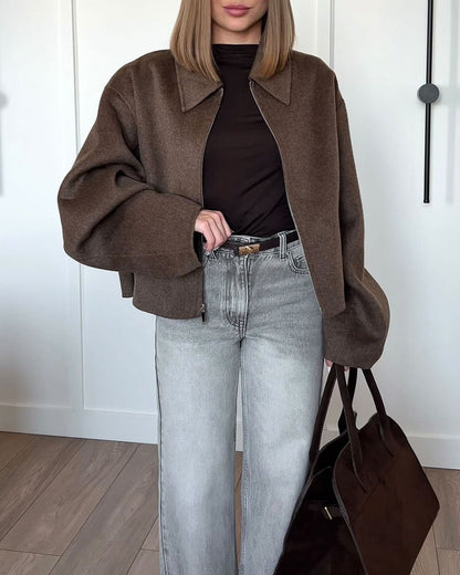 Oversized Jacket | Brown | Zip-Up | Autumn Jacket | Women's Jacket