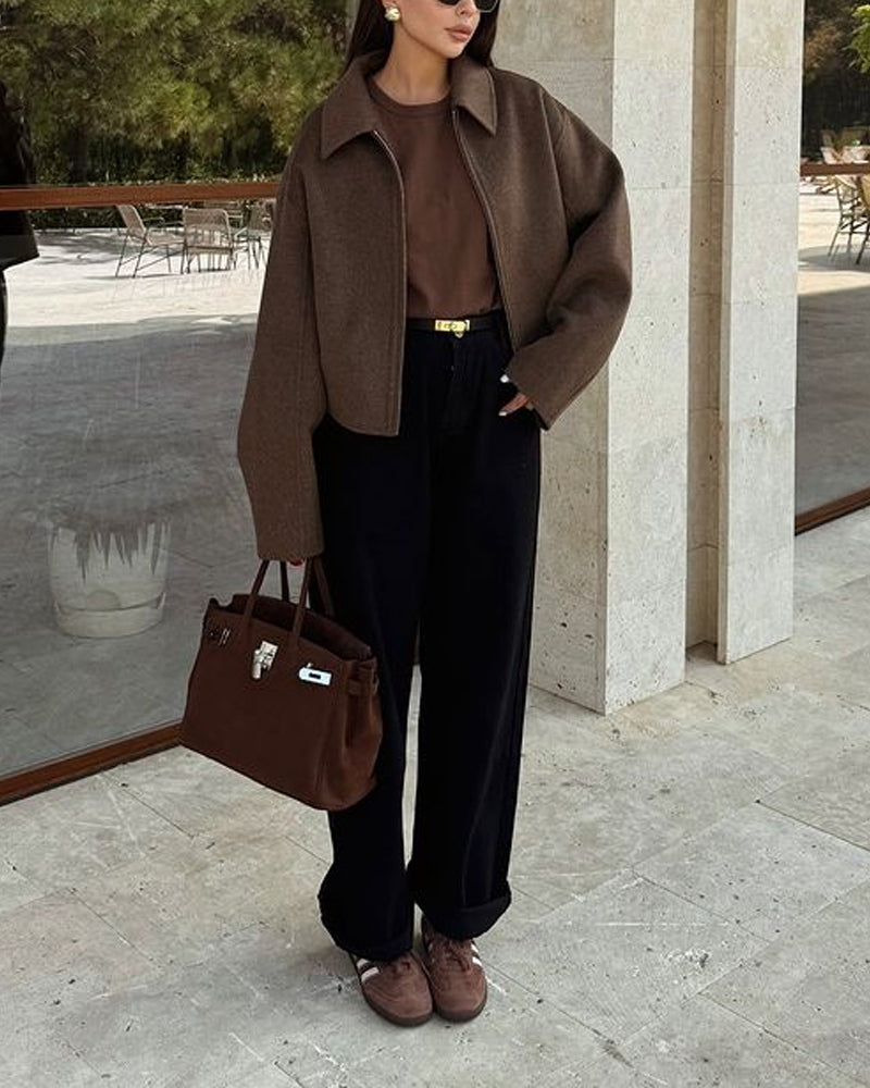 Oversized Jacket | Brown | Zip-Up | Autumn Jacket | Women's Jacket