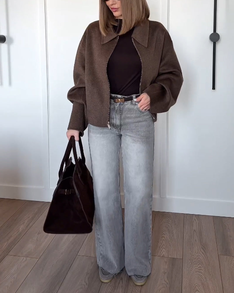 Oversized Jacket | Brown | Zip-Up | Autumn Jacket | Women's Jacket