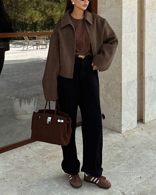Oversized Jacket | Brown | Zip-Up | Autumn Jacket | Women's Jacket