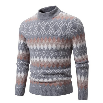 Men’s Diamond Pattern Knit Sweater – Retro Cool Meets Cozy Comfort