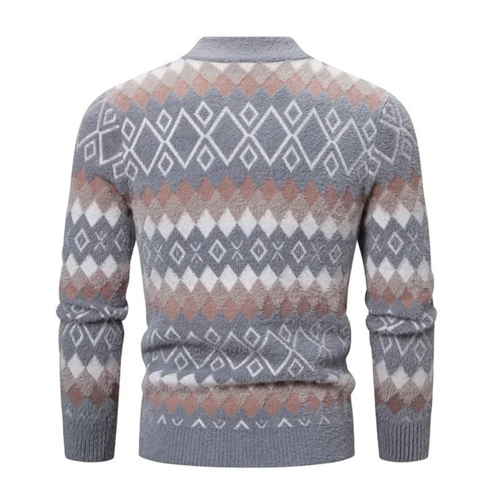 Men’s Diamond Pattern Knit Sweater – Retro Cool Meets Cozy Comfort