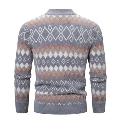 Men’s Diamond Pattern Knit Sweater – Retro Cool Meets Cozy Comfort
