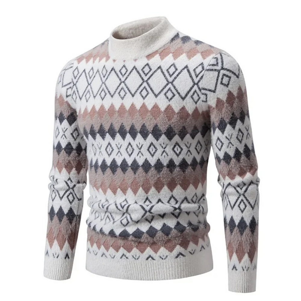 Men’s Diamond Pattern Knit Sweater – Retro Cool Meets Cozy Comfort