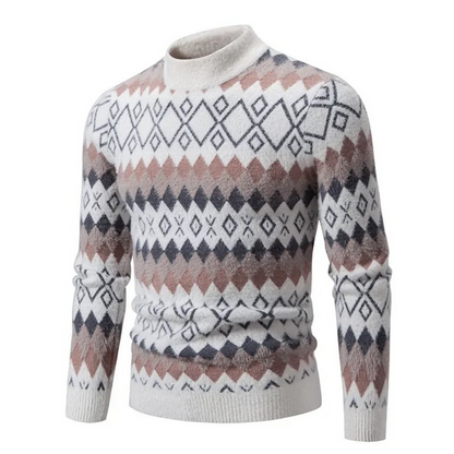 Men’s Diamond Pattern Knit Sweater – Retro Cool Meets Cozy Comfort