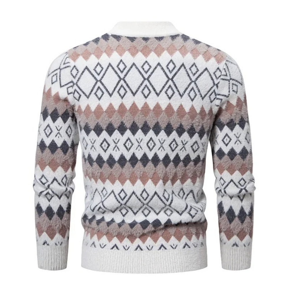 Men’s Diamond Pattern Knit Sweater – Retro Cool Meets Cozy Comfort