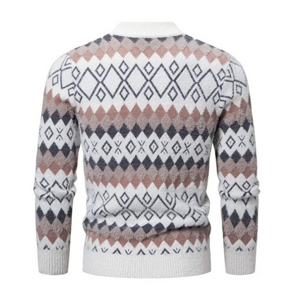 Men’s Diamond Pattern Knit Sweater – Retro Cool Meets Cozy Comfort