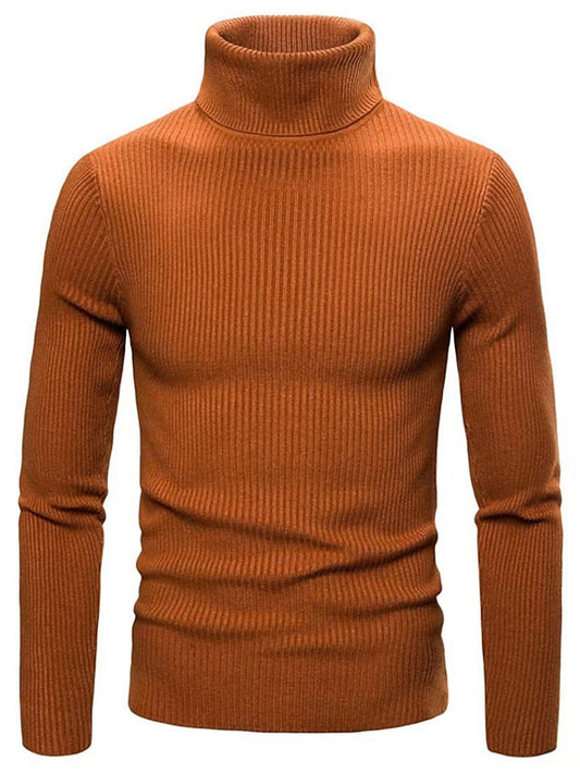 Men’s Slim Fit Ribbed Knit Turtleneck Sweater – Classic Elegance in Winter Wear