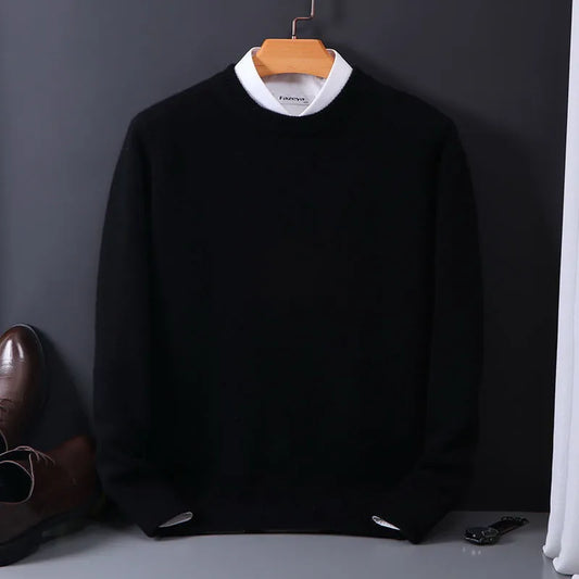 Men’s Premium Cashmere-Blend Crewneck Sweater – Ultra-Soft, Warm, and Timelessly Stylish