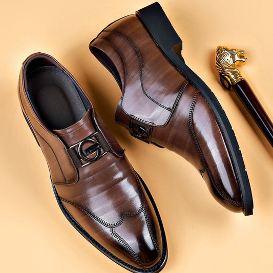 Men's Luxury Leather Dress Shoes - Elegant Slip-On Formal Footwear