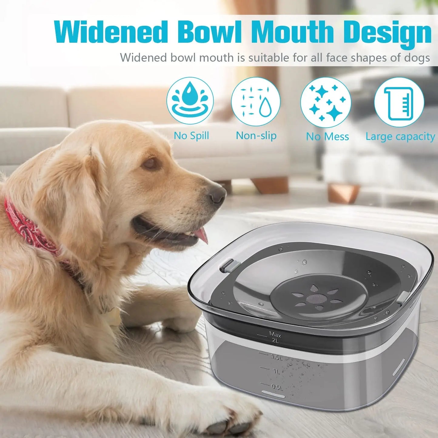 No-Spill Dog Water Bowl – Anti-Splash, Slow Drinking & Travel-Friendly Pet Water Dispenser