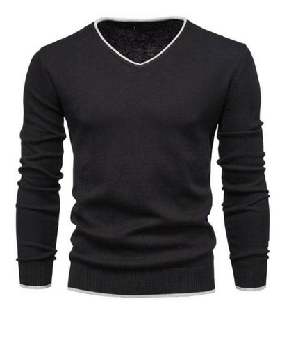 Men’s V-Neck Contrast Trim Sweater – Timeless Minimalism with a Modern Edge
