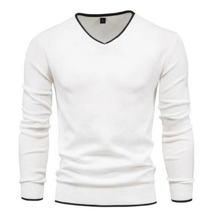 Men’s V-Neck Contrast Trim Sweater – Timeless Minimalism with a Modern Edge