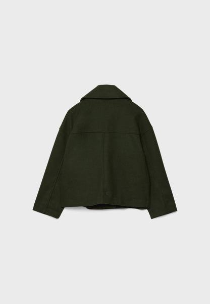 Short Wool Jacket - Double Breasted - Oversized - Wool Blend Coat - Women's Wool Coat 