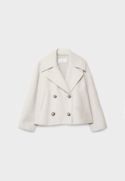 Short Wool Jacket - Double Breasted - Oversized - Wool Blend Coat - Women's Wool Coat 