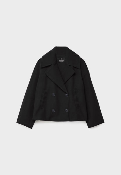Short Wool Jacket - Double Breasted - Oversized - Wool Blend Coat - Women's Wool Coat 