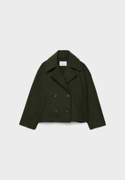 Short Wool Jacket - Double Breasted - Oversized - Wool Blend Coat - Women's Wool Coat 