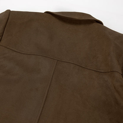 Suede Jacket - Brown - Autumn - Oversized Jacket - Women's Jacket