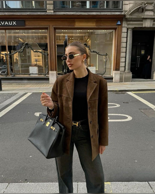Suede Jacket - Oversized - Suedette - Vintage Jacket - Women's Jacket