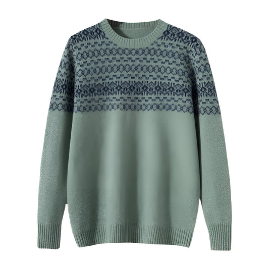 Men's Nordic Knit Wool Blend Jumper – Soft Winter Sweater with Traditional Fair Isle Pattern
