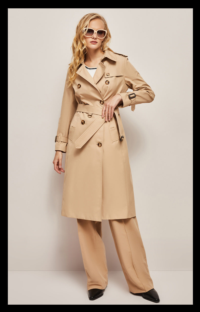 Trench Coat - Women's Classic Long Double Breasted Trench Coat