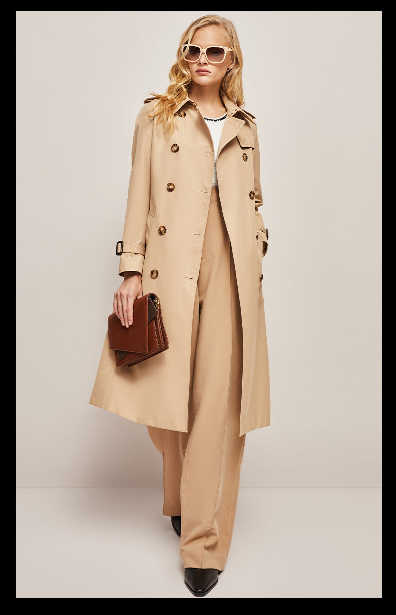 Trench Coat - Women's Classic Long Double Breasted Trench Coat