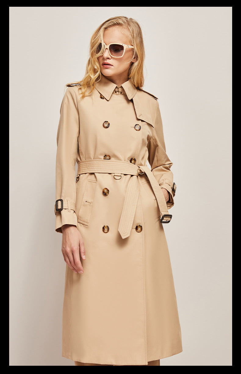 Trench Coat - Women's Classic Long Double Breasted Trench Coat