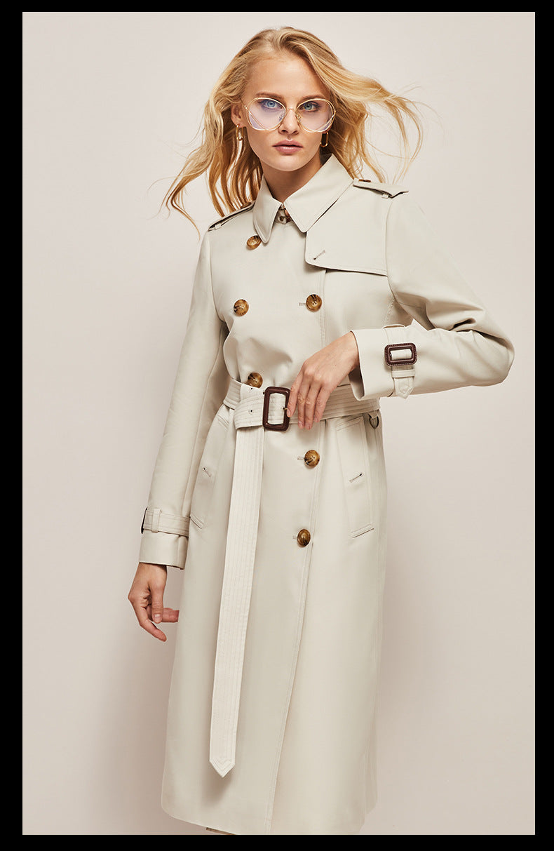 Trench Coat - Women's Classic Long Double Breasted Trench Coat
