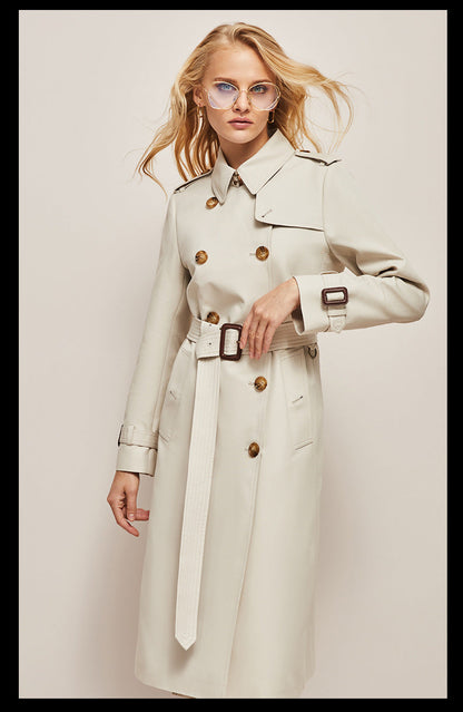 Trench Coat - Women's Classic Long Double Breasted Trench Coat