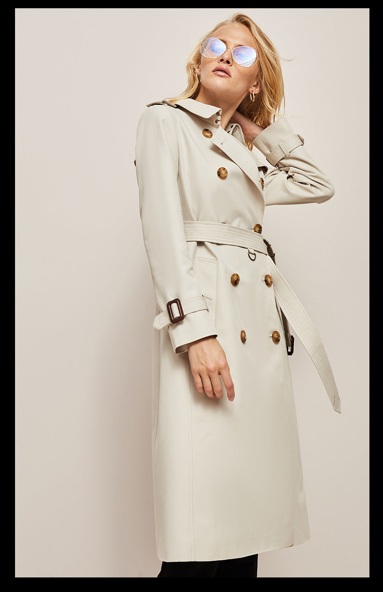 Trench Coat - Women's Classic Long Double Breasted Trench Coat