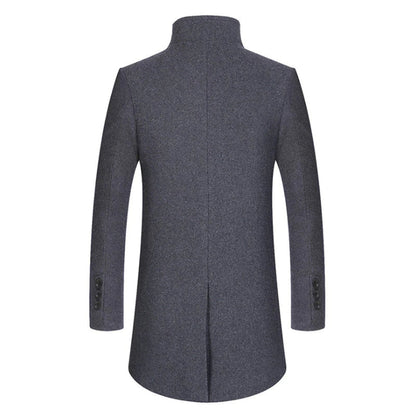 Wool Coat - Single Breasted - Quilted Lining - Long Coat - Winter Jacket Men