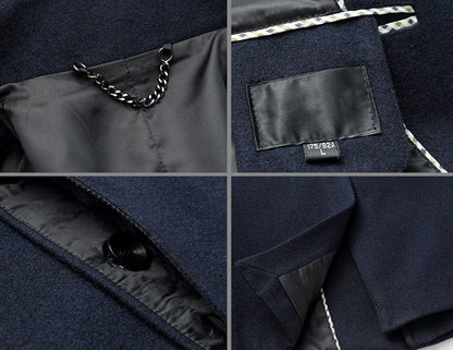 Wool Coat - Single Breasted - Quilted Lining - Long Coat - Winter Jacket Men
