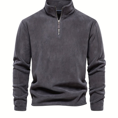 Men’s Lightweight Fleece Pullover with Half Zip High Collar