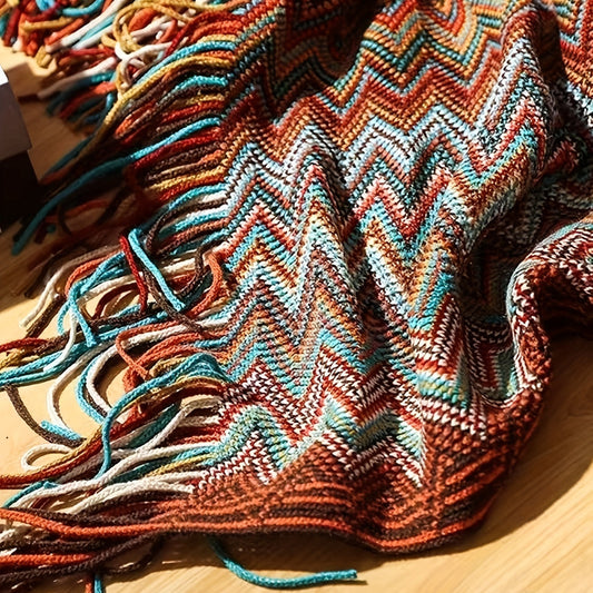 Soft Throw Blanket Cozy Bohemian Knitted