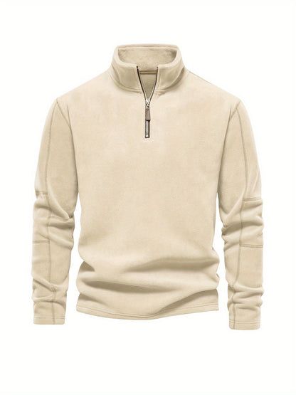 Men’s Lightweight Fleece Pullover with Half Zip High Collar