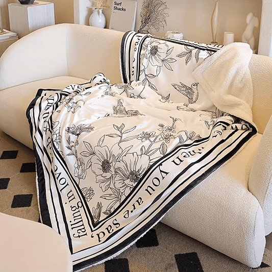 Fleece Throw Blanket Luxurious Floral Love