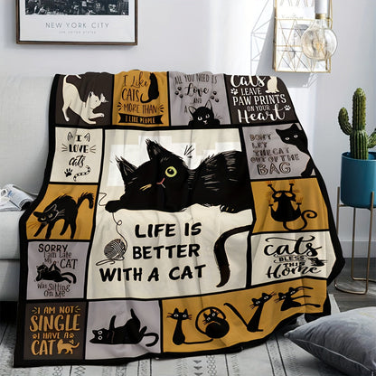 Cozy Throw Blanket Whimsical Cat Themed