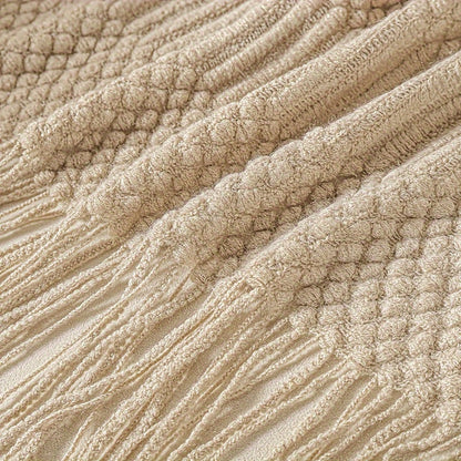 Soft Throw Blanket Vintage Khaki Tassel