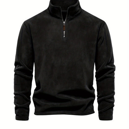 Men’s Lightweight Fleece Pullover with Half Zip High Collar
