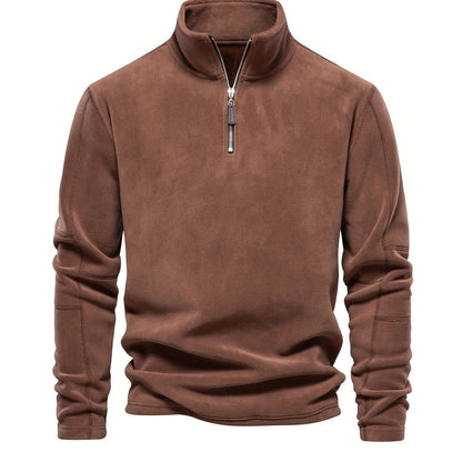 Men’s Lightweight Fleece Pullover with Half Zip High Collar