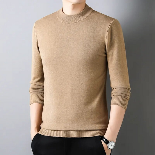 Men’s Soft Knit Mock Neck Sweater – Lightweight Pullover with Stretch Comfort