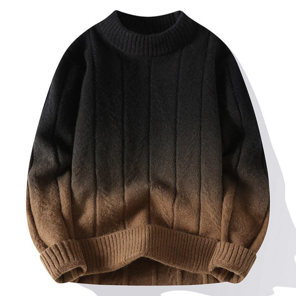 Men’s Ombre Knit Sweater – Earth-Toned Warmth with a Modern Fade