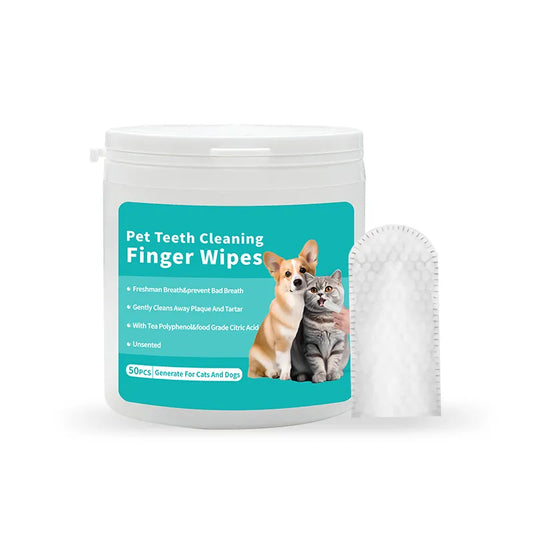 Pet Teeth Cleaning Finger Wipes – Convenient Oral Care for Dogs and Cats