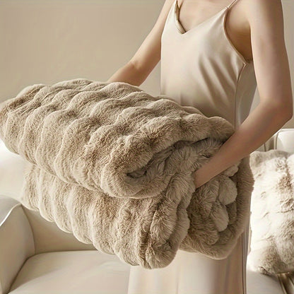 Fleece Throw Blanket Soft Bubble