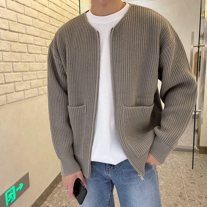 Men's Zip-Up Waffle Knit Cardigan – Lightweight Textured Sweater Jacket for Everyday Casual and Smart Layering