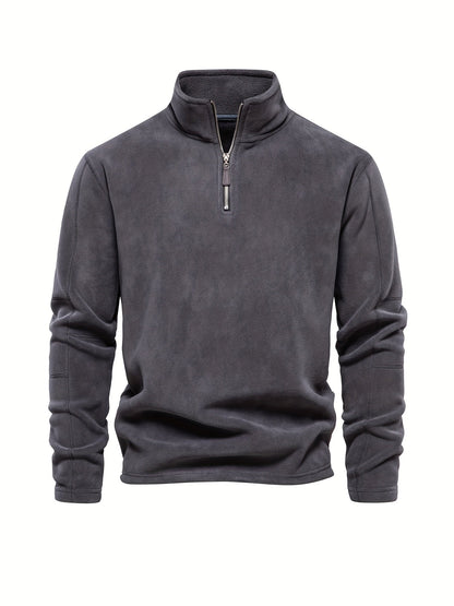 Men’s Lightweight Fleece Pullover with Half Zip High Collar